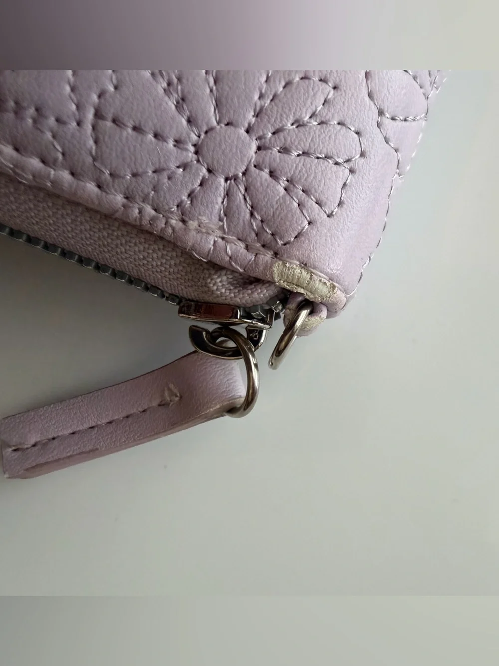 Betsey Johnson Quilted Flower Lilac Purple Zip Around Wallet Wristlet